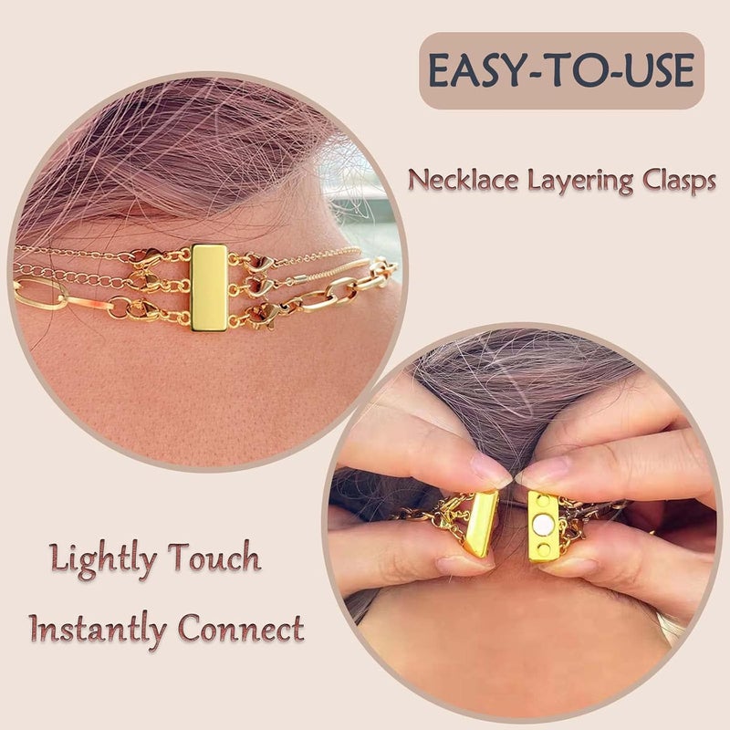 OHINGLT Necklace Layering Clasps Magnetic Slide Lock Clasp Necklace Connector Multi Strands Slide Tube Clasps - Image 2